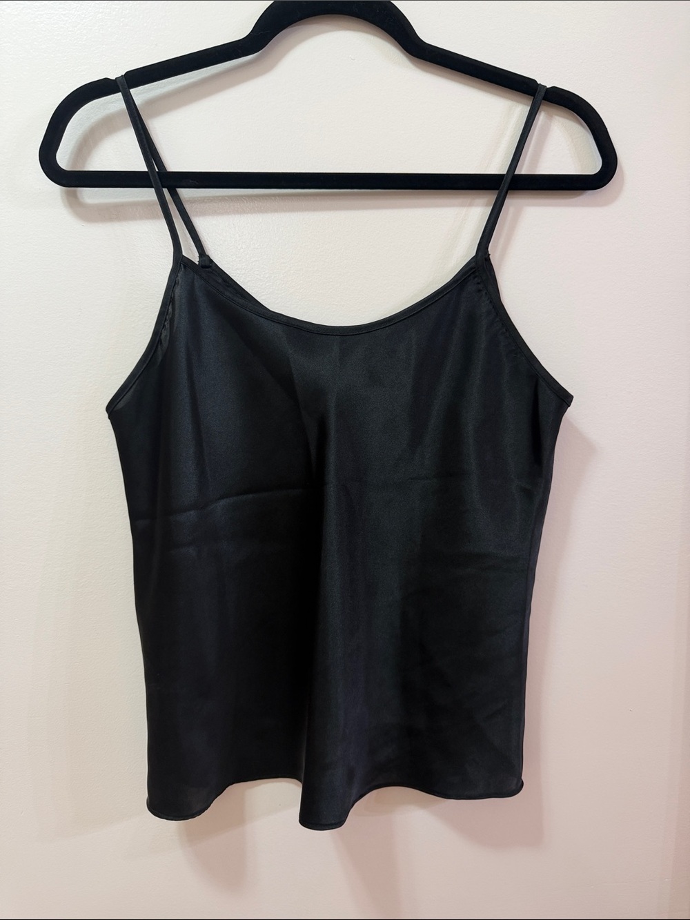 Cinema Exoile. Black Satin Spaghetti Strap Top -  Women. Size Small